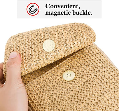 Haytijoe Faux Straw Crossbody Bags for Women Small Summer Purse RFID Woven Phone Bag Travel Beach Hawaiian Essentials Gifts