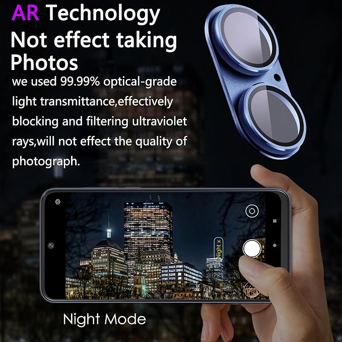 2 Pack Camera Lens Protector for iPhone 16/16 Plus,[Not Easy to Breakn ] AR Tempered Glass Strong Adsorption Metal Camera Cover Screen-Azure
