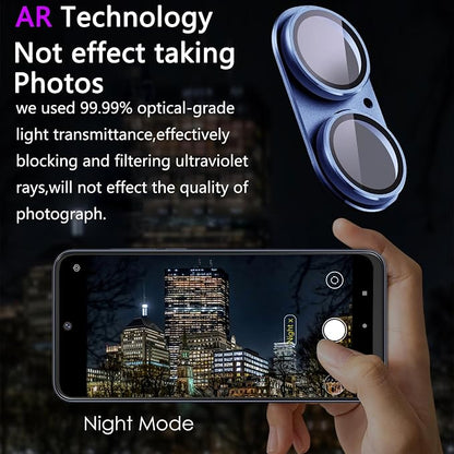 2 Pack Camera Lens Protector for iPhone 16/16 Plus,[Not Easy to Breakn ] AR Tempered Glass Strong Adsorption Metal Camera Cover Screen-Azure