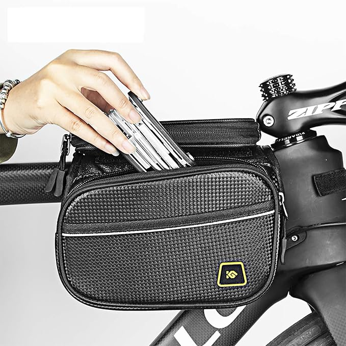 Bike Phone Front Frame Bag Waterproof Bicycle Handlebar Bag with Touch Screen Cell Phone case Holder Cycling storage Pouch for iPhone 11 XS XR Max