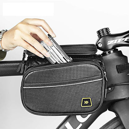 Bike Phone Front Frame Bag Waterproof Bicycle Handlebar Bag with Touch Screen Cell Phone case Holder Cycling storage Pouch for iPhone 11 XS XR Max