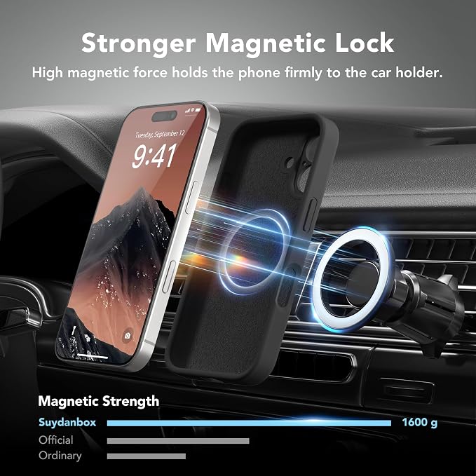 Magnetic for iPhone 16 Plus Case, Compatible with MagSafe, [Full Camera Protection][Screen Protector] Silicone Shockproof Protective Phone Case for iPhone 16 Plus 6.7", Black