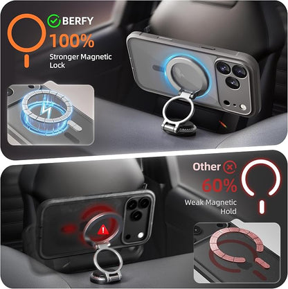 BERFY for iPhone 17 Pro Case, Compatible with MagSafe, Built-in Glass Screen Protector, Camera Protection, Shockproof Full Body Phone case 6.3", Clear Grey