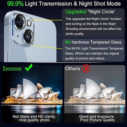 IMBZBK 3 Pack Screen Protector for iPhone 14 Tempered Glass with 3 Pack Camera Lens Protector, Accessories 9H Anti Scratch for Apple 14, 2.5D Curved, Case Friendly, Transparent