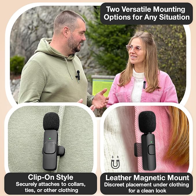 Magnetic Clip for Wireless Lavalier Microphone with Leather Magnetic Mount – 360° Strong Mic Magnet Mount for Mini Mic Pro, MAYBESTA, Bulatry, PQRQP – Invisible Hands-Free Mic Holder for Shirt