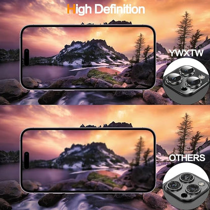YWXTW Tempered Glass Camera Lens Protector for iPhone 14 Pro Max, 3D Full Coverage Protection, Night Circle Technology, Stronger Adsorption