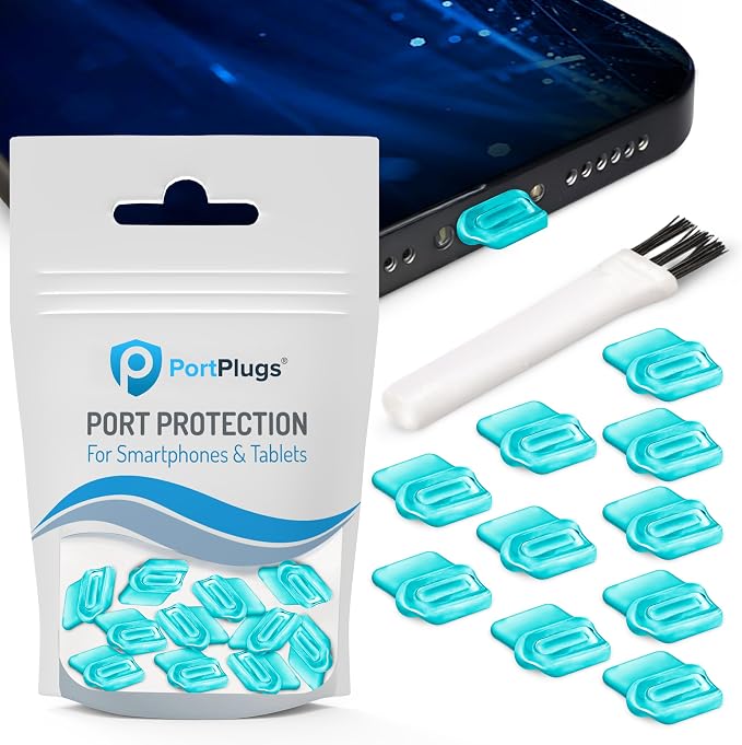 PortPlugs USB-C Dust Plugs - Easy-Grip Design, Compatible with iPhone 15/16/17 & Air, iPad Pro/Mini, MacBook Pro/Air, Galaxy S26-S8, Pixel, Android & USB-C Devices - Blue (10-Pack)