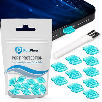 PortPlugs USB-C Dust Plugs - Easy-Grip Design, Compatible with iPhone 15/16/17 & Air, iPad Pro/Mini, MacBook Pro/Air, Galaxy S26-S8, Pixel, Android & USB-C Devices - Blue (10-Pack)