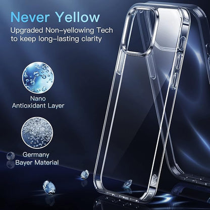 CASEKOO for iPhone 13 Pro Max Case Crystal Clear, [Never Yellow Technology] [Military-Grade Protection] Transparent Slim Cover Women Men for iPhone 13 ProMax Phone Case 6.7 inch, Clear