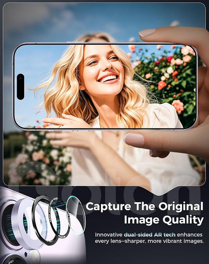 Goton Compatible for iPhone 17 & 16 & 16 Plus Camera Lens Protector, 1-Pack Aluminum Alloy Metal Cover with HD Tempered Glass, Pro Camera Style, Shatter-Resistant, Scratch-Proof, Case Friendly, Black