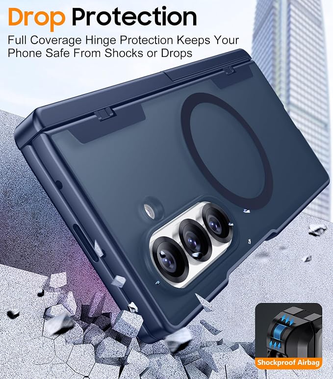 SPIDERCASE Magnetic for Samsung Galaxy Z Fold 8 Ultra Case,Built-in [Screen Protector] [Hinge Protection] [Kickstand] Full Body Protective Phone Case for Z Fold 8 Ultra - Blue