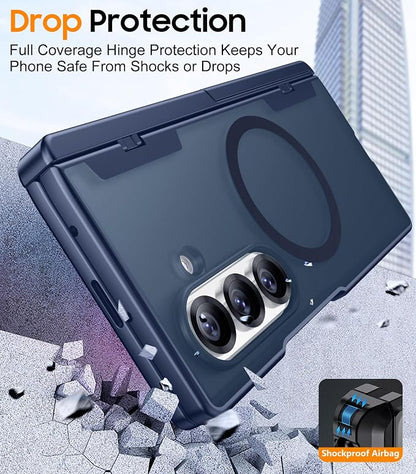 SPIDERCASE Magnetic for Samsung Galaxy Z Fold 8 Ultra Case,Built-in [Screen Protector] [Hinge Protection] [Kickstand] Full Body Protective Phone Case for Z Fold 8 Ultra - Blue