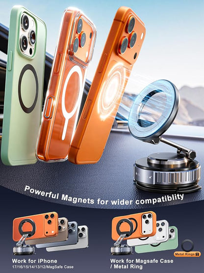 2026 Upgraded Car Phone Holder for Magsafe [108LBS Strongest Suction] 360° Adjustable Vacuum Magnetic Phone Holders, Cell Phone car Mount for iPhone 17 Pro Max 16 15 14 13 12 Air Plus