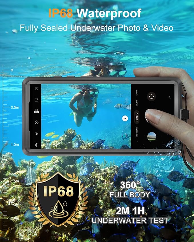 for Samsung Galaxy S23 Ultra Waterproof Case, [IP68 Water Proof] [Built-in Screen Protector], Magnetic Heavy Duty Military Grade Rugged Phone Case for S 23 Ultra 6.8", Black