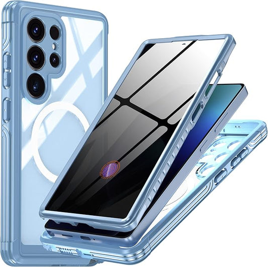 Magnetic Privacy Case for Samsung Galaxy S25 Ultra, Military Grade Protection, Fit for MagSafe, Anti Peep Privacy Screen Protector Soft Edge Full Camera Lens Protected Shockproof Anti Spy Phone Case