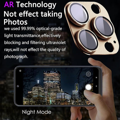 2 Pack Camera Lens Protector for iPhone 16 Pro/16 Pro Max,Metal AR Tempered Glass Rear Camera Screen Cover,Anti-Scratch,Strong Adsorption,Case Friendly, Easy to Install-Desert Gold