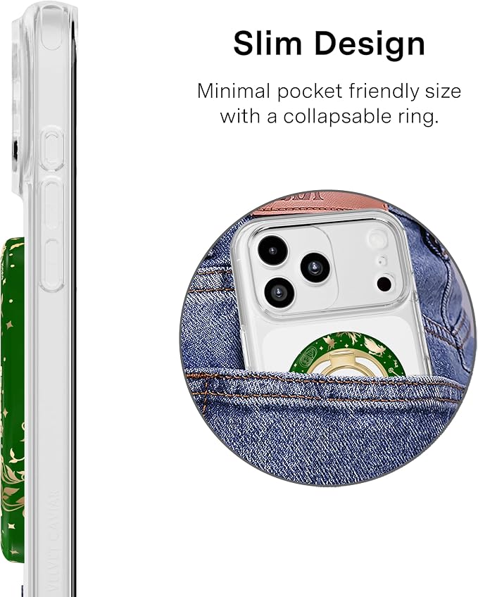VELVET CAVIAR Compatible with MagSafe Phone Grip 2.0 | Cute Magnetic Ring Holder | Finger Loop Kickstand | Pop On Accessory for iPhone 17, 16, 15, 14, 13, 12 | Elphaba's Magic