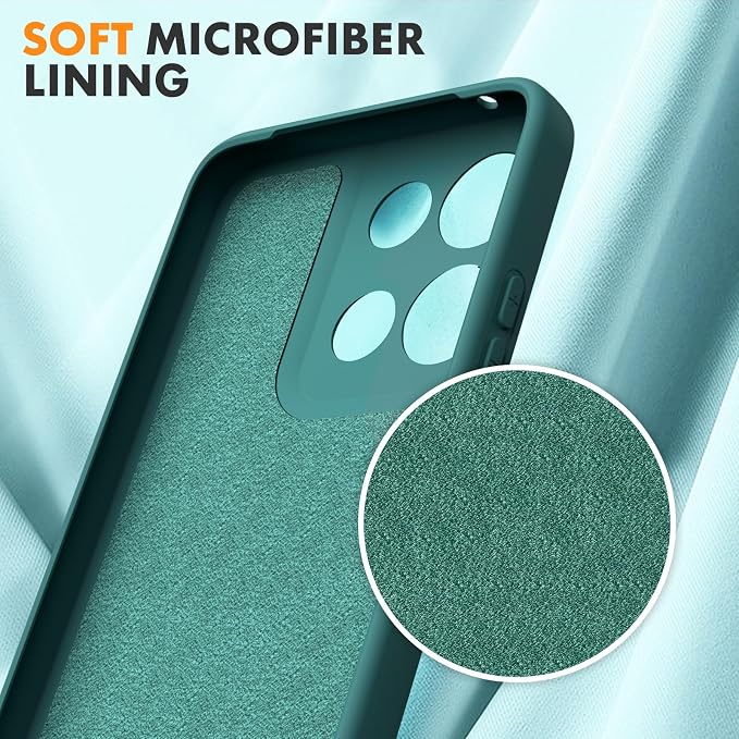 for Motorola Moto G 2025 Case, 2 Pack Tempered Glass Screen Protectors, Soft TPU Liquid Silicone Shockproof Gel Case-Midnight Green
