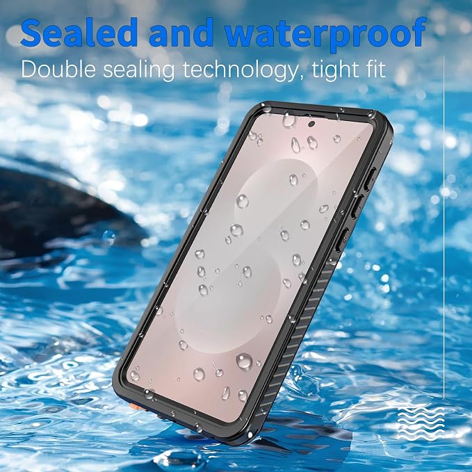 Magnetic for Samsung Galaxy S25 Edge Case, IP68 Waterproof Dustproof Case, [Built-in Screen Protector] Full Body Heavy Duty Rugged Phone Cover for Galaxy S25 Edge 6.7 inch Black