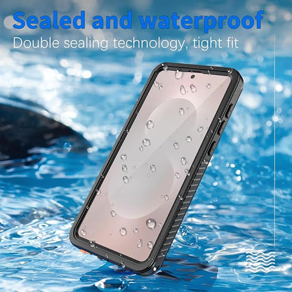 Magnetic for Samsung Galaxy S25 Edge Case, IP68 Waterproof Dustproof Case, [Built-in Screen Protector] Full Body Heavy Duty Rugged Phone Cover for Galaxy S25 Edge 6.7 inch Black