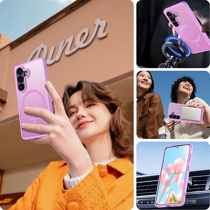Compatible for Samsung Galaxy S26 Plus Phone Case: S26 Plus Case [Mag-Safe Fit] with 2PC HD Screen Protector,Matte Translucent Soft-Touch Skin/Full Body Protection for Cell Phone S 26 Plus Cover,Pink
