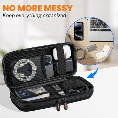 Double-Layer Hard Shell Electronics Organizer Travel Case | Shockproof Hard Shell Carrying Case,Portable Tech Accessories Zipper Bag for Cord, Cable, Charger, Phone, Power Bank & USB