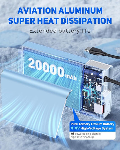 Portable Charger 20000mAh, 22.5W PD 3.0+QC 4.0 Super Fast Charging Power Bank, Cooler Aerospace Metal Case for iPhone 17 16 15 14, 13 Android iPad Samsung Google Tablet & More, Travel Essential
