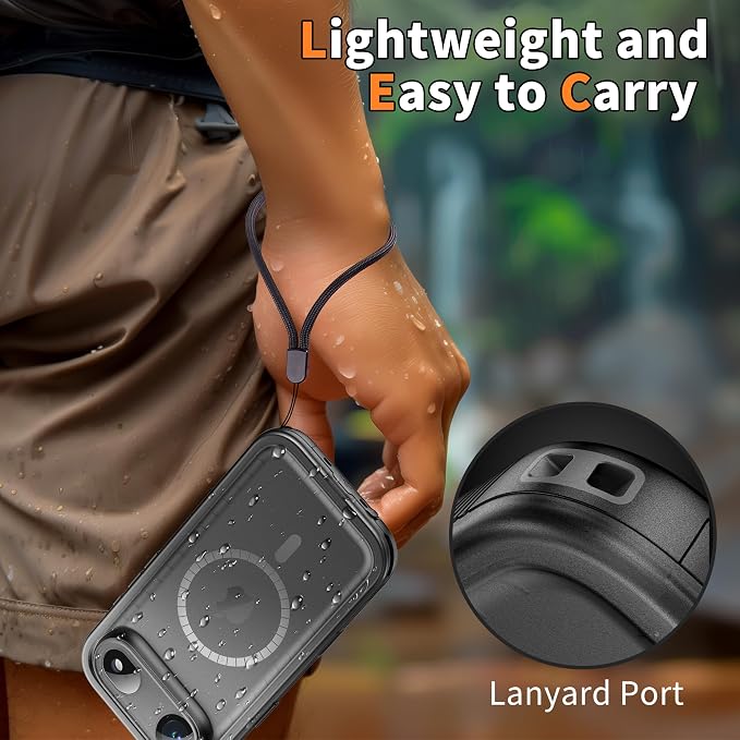 Cozycase for iPhone Air Waterproof Case Full-Body Bumper Shockproof Dustproof Cases with Built-in Screen Protector &Camera Control Compatible with MagSafe,Drop Proof Cover Frosted Black