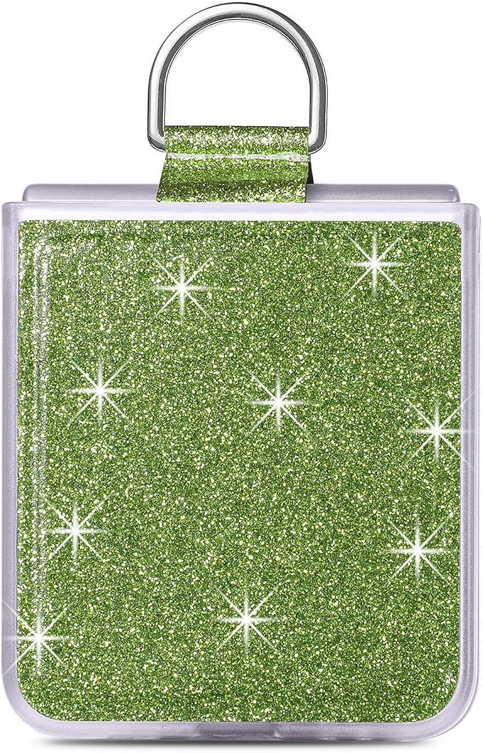 Bling Glitter Case for Samsung Galaxy Z Flip 6 with Ring Holder,Women Girls Cute Phone Case Non Slip Ultra Slim TPU Bumper Shockproof Protective Case for Galaxy Z Flip 6 5G 2024,Green