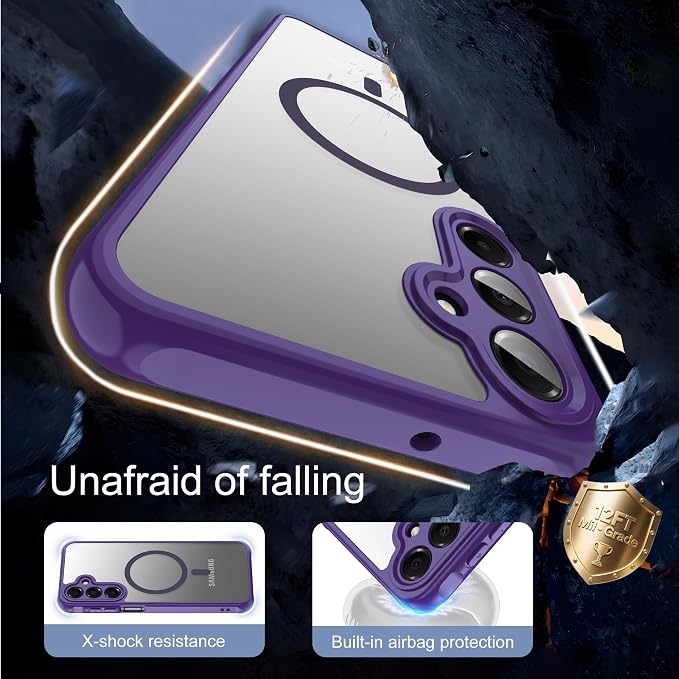 for Galaxy A16 5G Phone Case: Samsung A16 Phone Case with 2PC Tempered Glass Screen Protector, Wireless Charging Samsung A16 5G Case Matte Translucent Soft-Touch & Shockproof Funda para A 16,Purple