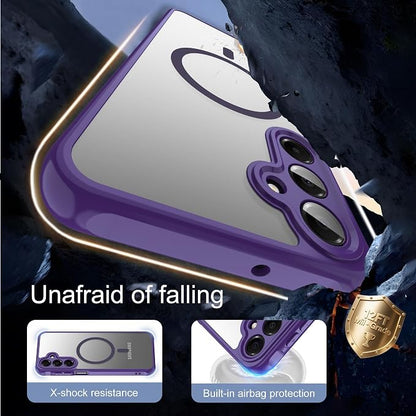 for Galaxy A16 5G Phone Case: Samsung A16 Phone Case with 2PC Tempered Glass Screen Protector, Wireless Charging Samsung A16 5G Case Matte Translucent Soft-Touch & Shockproof Funda para A 16,Purple