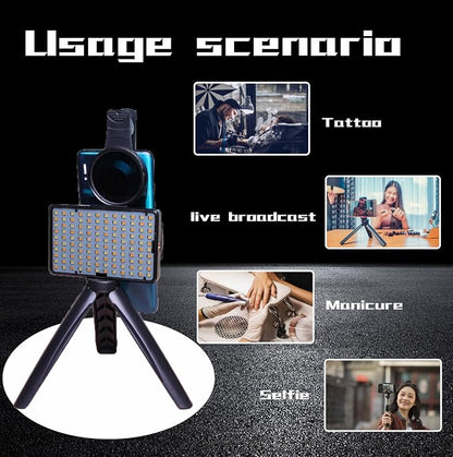 120 Led Tattoo Light Kit with 52mm Cpl,Tripod Light,Dual Clips,Tattoo Equipment and Supplies for Tiktok Taking Tattoo Photos and Remove Photo Glare,Selfie Light for Ipad,iPhone,PC