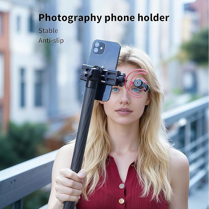 Aluminum Phone Tripod Mount with Cold Shoe & ARCA-Swiss Quick Release, Adjustable Smartphone Clamp with 1/4" Thread, Universal Phone Holder for iPhone 17/16/15/14/13, Samsung, Vlogging, Filming
