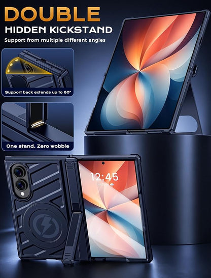 Protective Case for Samsung Galaxy Z Fold 8 5G 2026, Magnetic MagSafe Compatible, Full Hinge Protection, Dual Angle Kickstand, Shockproof Anti-Scratch TPU+PC Phone Cover Blue