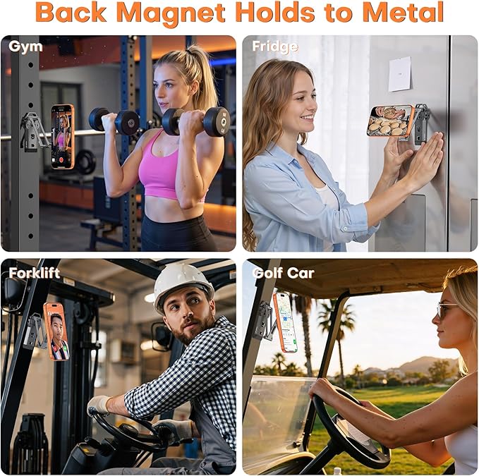OMOTON TP06 [Equipped Lanyard] for MagSafe Tripod Hook with Magnet Back & Arca-Swiss Base, 360°Rotating with 1/4" Screw, Magnetic Phone Tripod for iPhone 17/16 Pro Max Air Fits Vlog, Travel, Gym