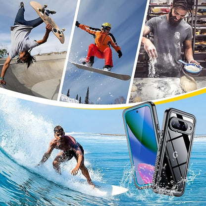 SPIDERCASE for Google Pixel 10 Case Waterproof, [12FT Military-Grade Drop Protection] [IP68 Water Resistance] [Privacy Screen Protector] Full Body Protection Phone Case-Lighe Blue