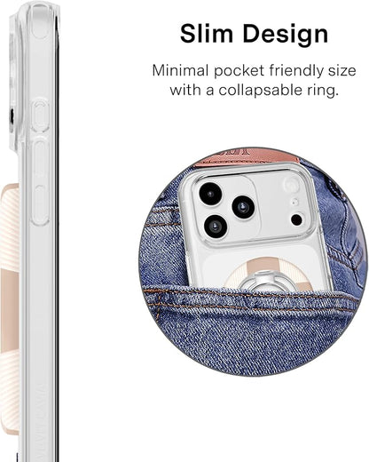 VELVET CAVIAR Compatible with MagSafe Phone Grip 2.0 | Cute Magnetic Ring Holder | Finger Loop Kickstand | Pop On Accessory for iPhone 17, 16, 15, 14, 13, 12 | Nude Checkered