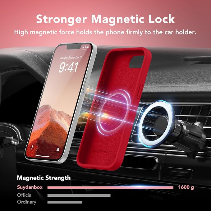 Magnetic for iPhone 17e/iPhone 16e Case, Compatible with MagSafe, [Soft Anti-Scratch Microfiber Lining] Slim Silicone Shockproof Protective Phone Case for iPhone 17e/16e 6.1", Deep Red