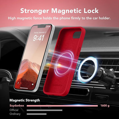 Magnetic for iPhone 17e/iPhone 16e Case, Compatible with MagSafe, [Soft Anti-Scratch Microfiber Lining] Slim Silicone Shockproof Protective Phone Case for iPhone 17e/16e 6.1", Deep Red