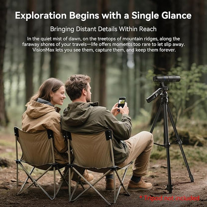 45X Wireless Digital Telephoto Lens, High Power HD Electronic Telephoto Phone Lens with 2.4G Wi-Fi App Connect, 1500mAh Battery for Birdwatching, Watch Concerts, Watch Match, Moon Viewing