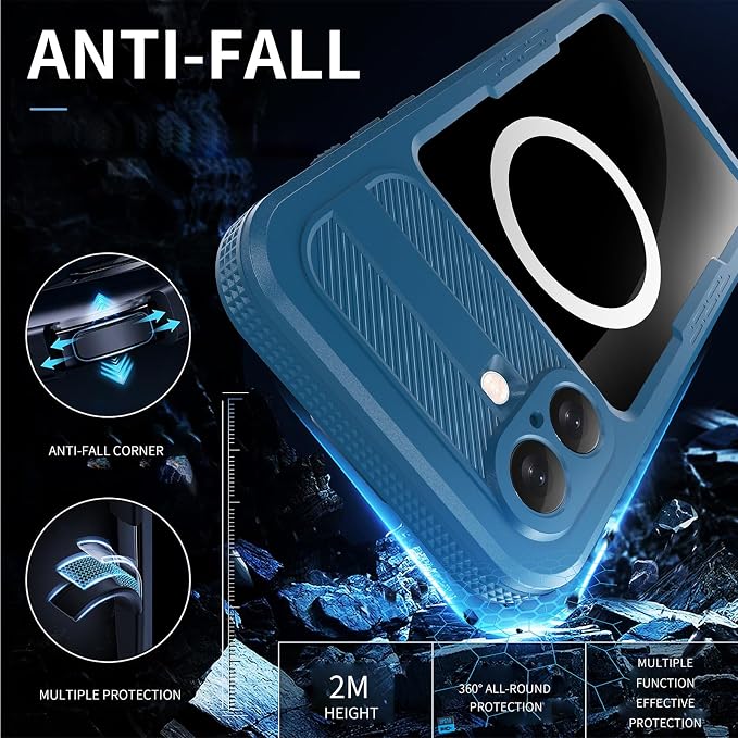 Guppy for iPhone 16 Magnetic Waterproof Case, Built-in Screen Protector [IP68 Waterproof][14FT Military Drop Proof] 360° Full Body Protection Dustproof Shockproof Heavy Duty Rugged Case, Cyan