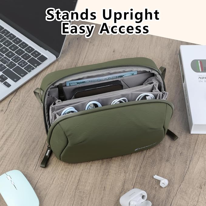 Besnfoto Electronic Organizer Travel Accessory Tech Pouch Waterproof Carrying Case for Accessories Charger, Adapter, Cables, Power Bank with Removalbe Shoulder Strap
