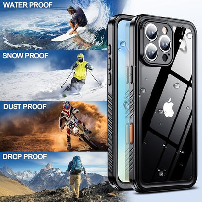 MOZOTER for iPhone 16 Pro Case Waterproof,[IPX8 Underwater Case][Full Body Shockproof & Military Dropproof] Clear Sound Quality Built-in Screen Protector for iPhone 16 Pro 6.3 inch-Black