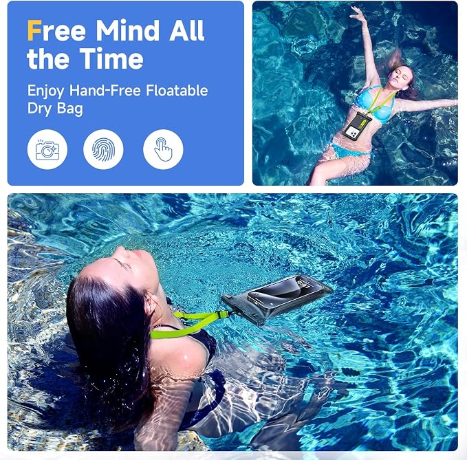 [2 Pcs] Humixx Floating Waterproof Phone Pouch [Sponge 20X Super Buoyancy] [Beach Travel Essentials], IP68 Waterproof Case Dry Bag for iPhone 15/14/13 Pro Max Samsung 24/23/22 Ultra Google Up to 8.8”