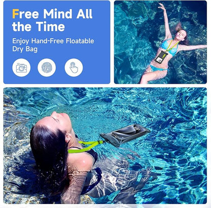 [2 Pcs] Humixx Floating Waterproof Phone Pouch [Sponge 20X Super Buoyancy] [Beach Travel Essentials], IP68 Waterproof Case Dry Bag for iPhone 15/14/13 Pro Max Samsung 24/23/22 Ultra Google Up to 8.8”