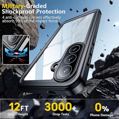 SPIDERCASE for Samsung Galaxy S26+ Plus Case with Built-in Screen Protector, [IP68 Waterproof] [Military Grade Shockproof] Full Body Sealed Heavy Duty Protection for S26 Plus 6.7", Black/Clear