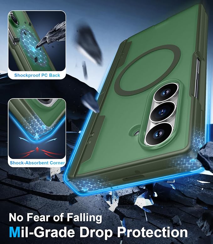 for Samsung Galaxy Z Fold 8 Ultra Case,[Compatible with MagSafe][Built-in HD Screen Protector & Kickstand][Hinge Protection] Translucent Matte Shockproof Phone Case for Z Fold 8 Ultra,Green