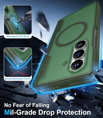 for Samsung Galaxy Z Fold 8 Ultra Case,[Compatible with MagSafe][Built-in HD Screen Protector & Kickstand][Hinge Protection] Translucent Matte Shockproof Phone Case for Z Fold 8 Ultra,Green