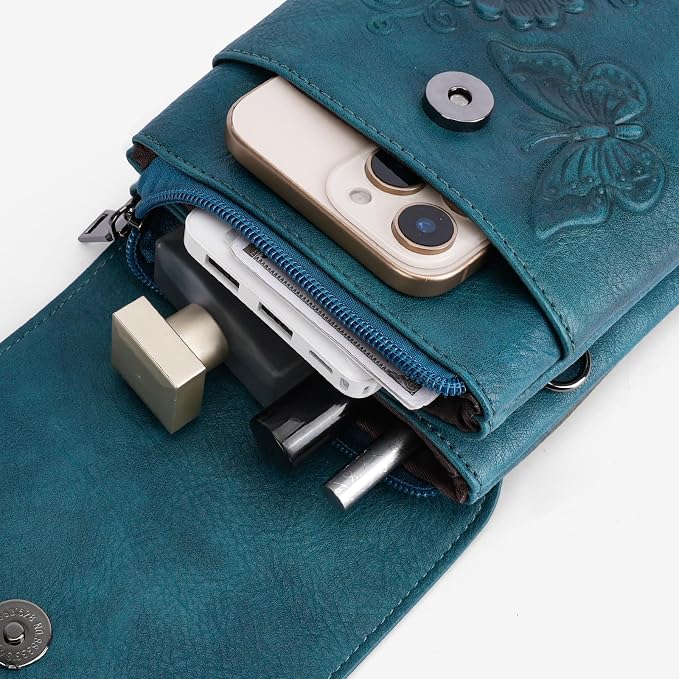 Small Crossbody Bags for Women Trendy Vegan Leather Cell Phone Bag Embossed Flower Design Wallet Purses with Strap