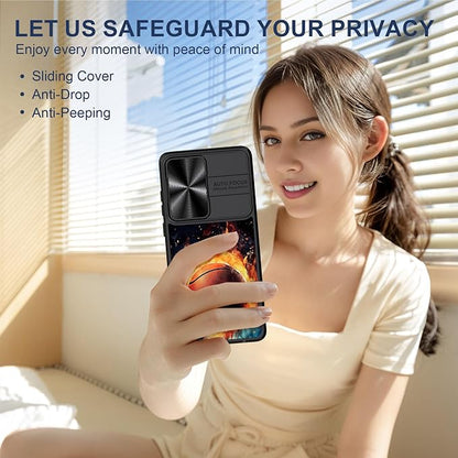 for Motorola Moto G Stylus 5G 2024 Case with Passionate Basketball, Metal Slide Camera Cover, Screen Protector, Anti-Peeping Privacy Safeguard, Camera Lens Protector Phone Case for Moto G Stylus 5G